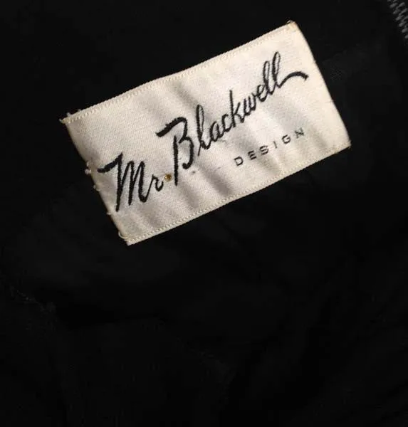 1950s Mr. Blackwell Black Long Sleeve Wiggle Dress
