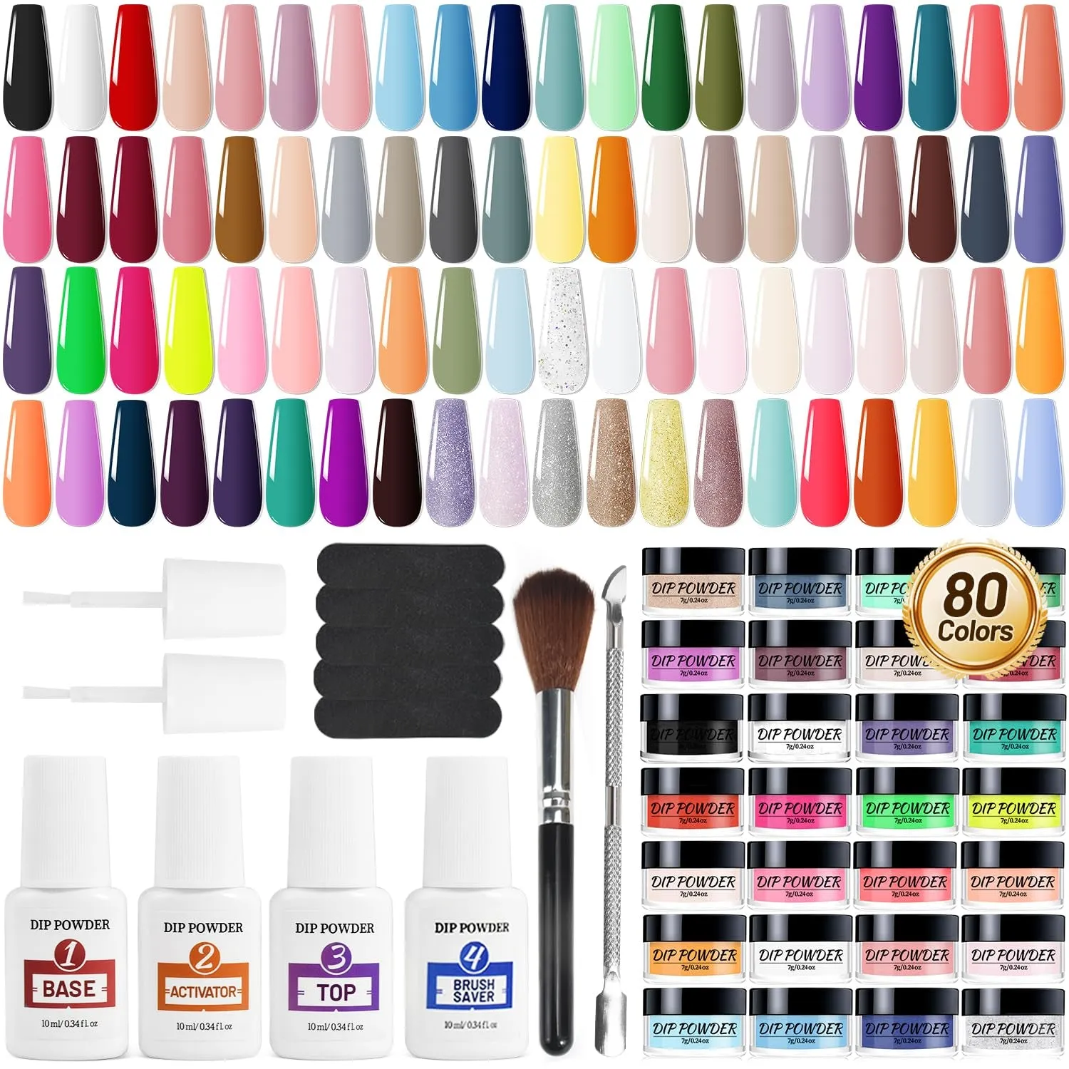 32-Color Nail Dip Powder Starter Kit: Blue Cheese & Yellow Shades for DIY Manicure, Tools Included