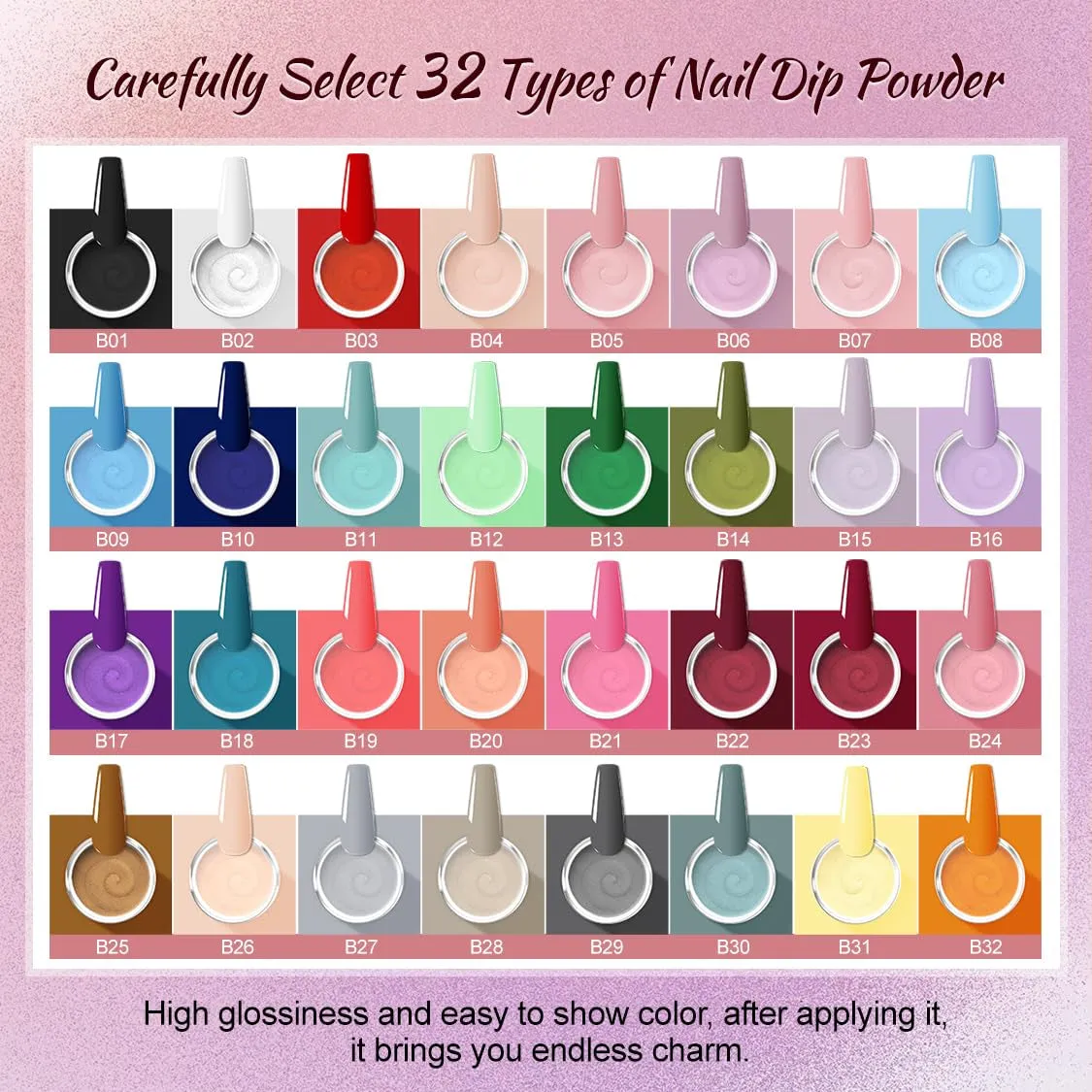 32-Color Nail Dip Powder Starter Kit: Blue Cheese & Yellow Shades for DIY Manicure, Tools Included