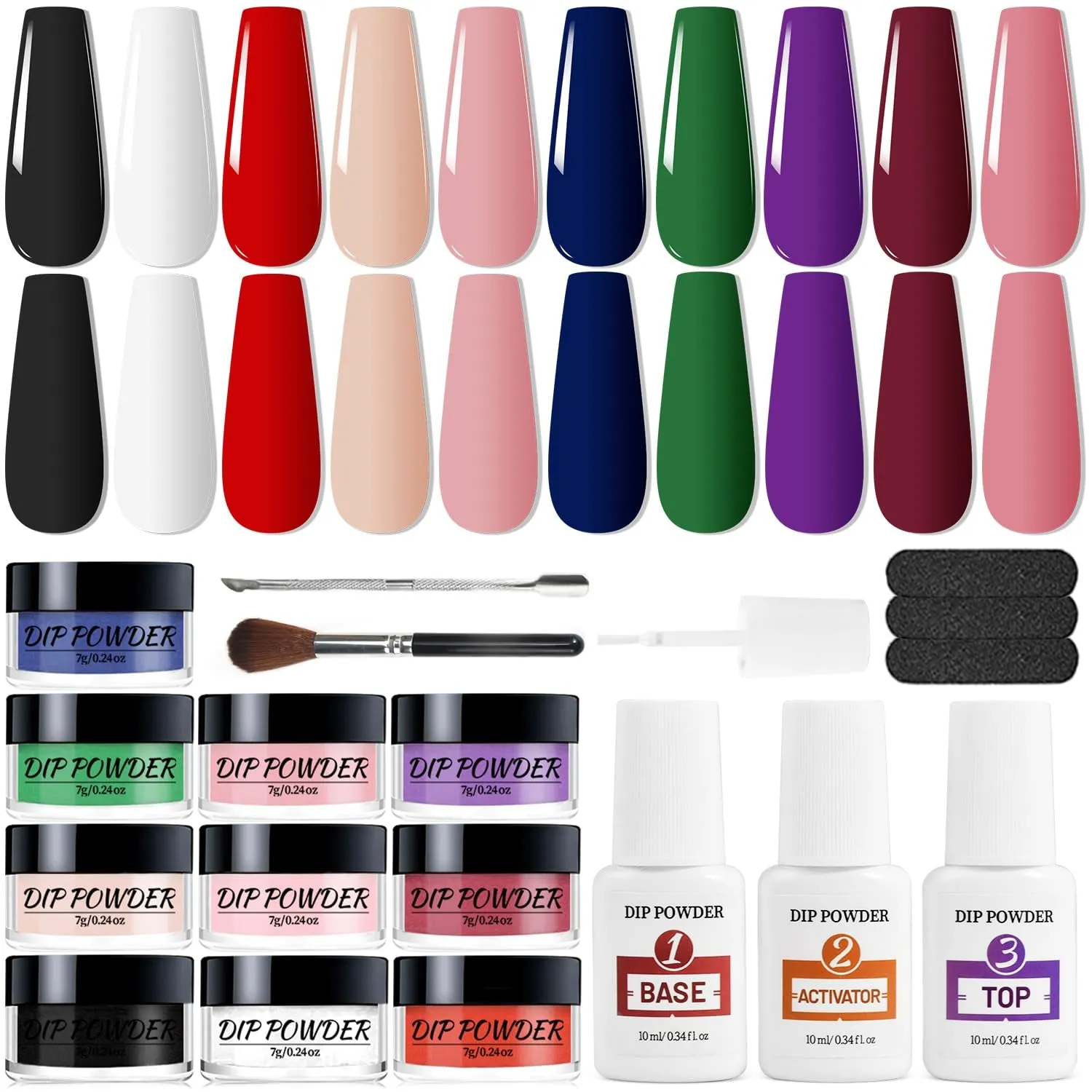 32-Color Nail Dip Powder Starter Kit: Blue Cheese & Yellow Shades for DIY Manicure, Tools Included