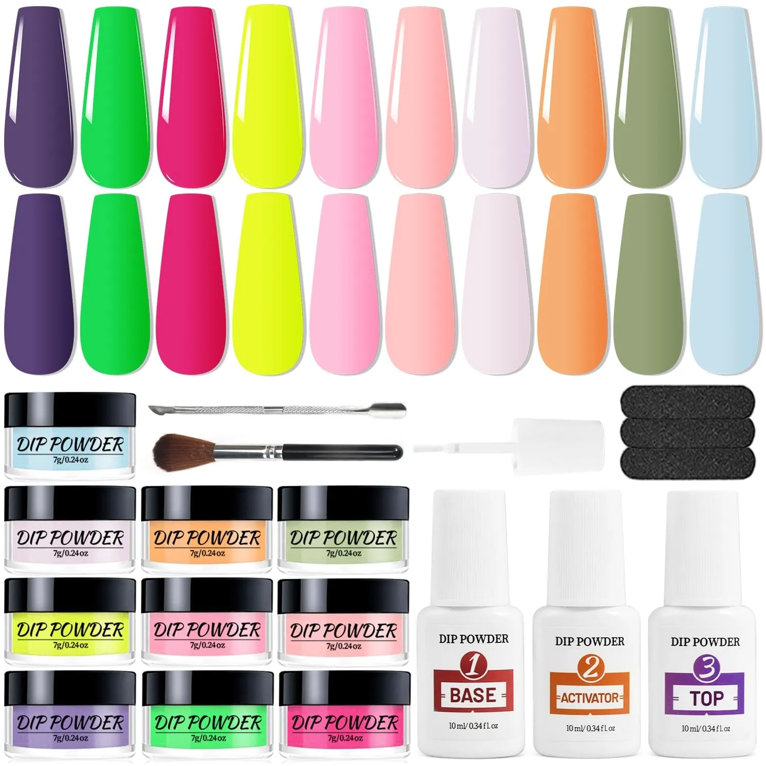 32-Color Nail Dip Powder Starter Kit: Blue Cheese & Yellow Shades for DIY Manicure, Tools Included