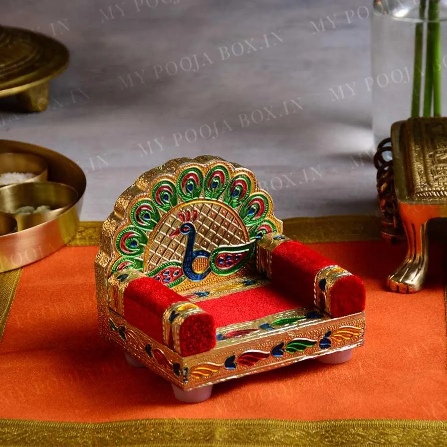 Alluring Peacock Laddu Gopal Singhasan