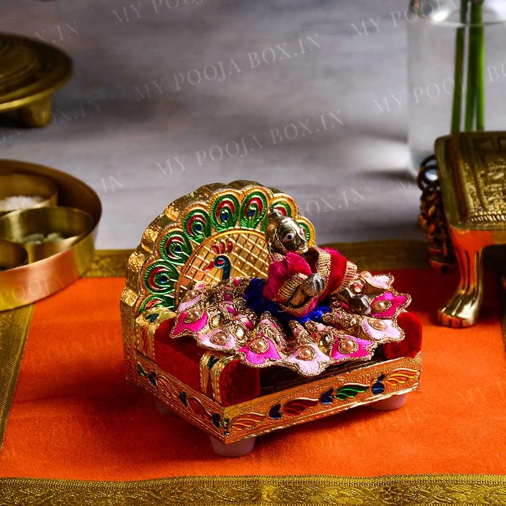 Alluring Peacock Laddu Gopal Singhasan
