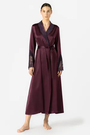 Arden Lush Shawl-collar Long Silk Robe