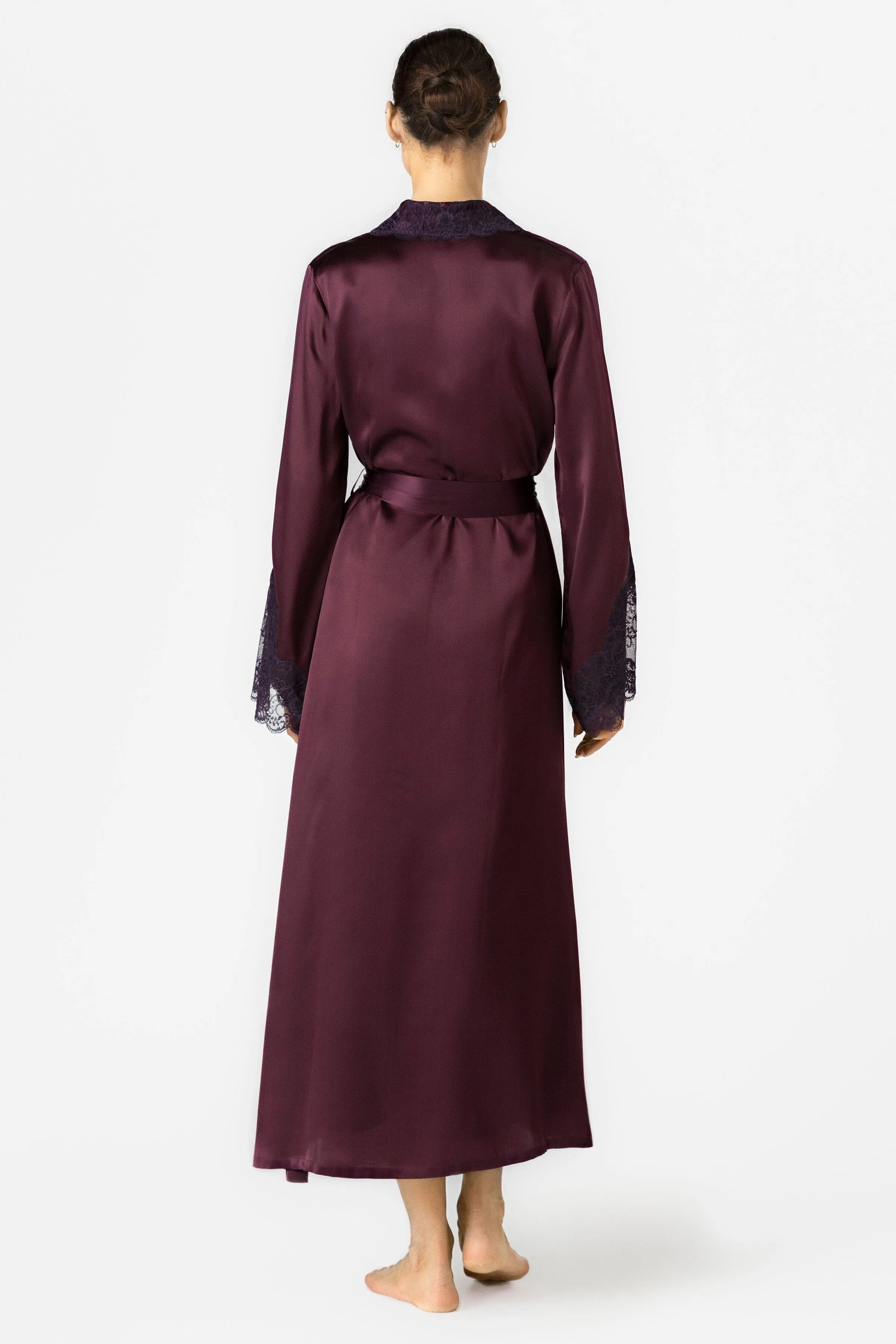 Arden Lush Shawl-collar Long Silk Robe