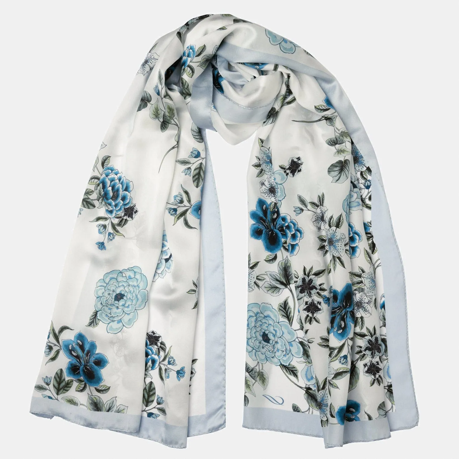 Bella - Silk Scarf/Shawl - Blue