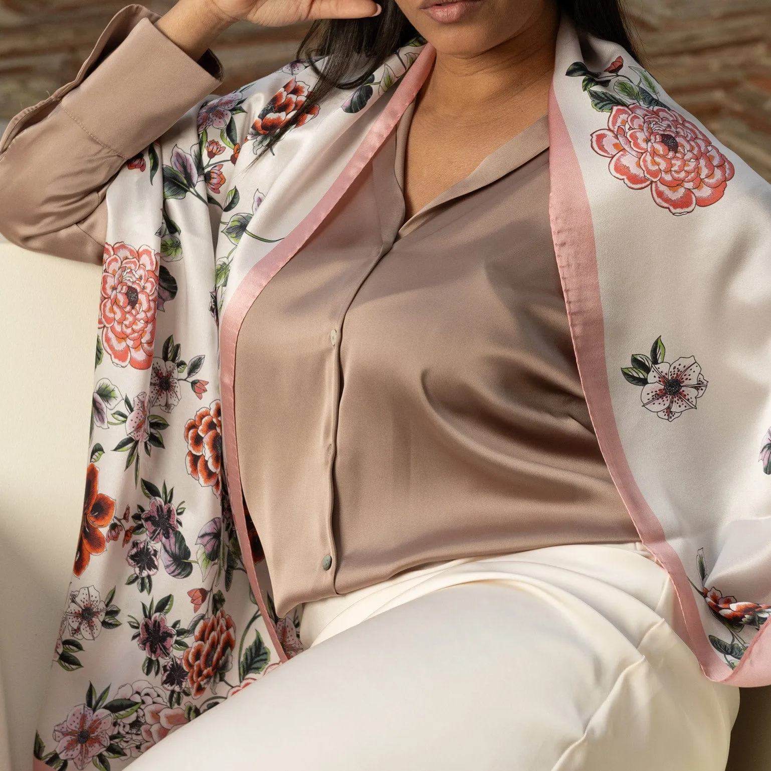 Bella - Silk Scarf/Shawl - Rose