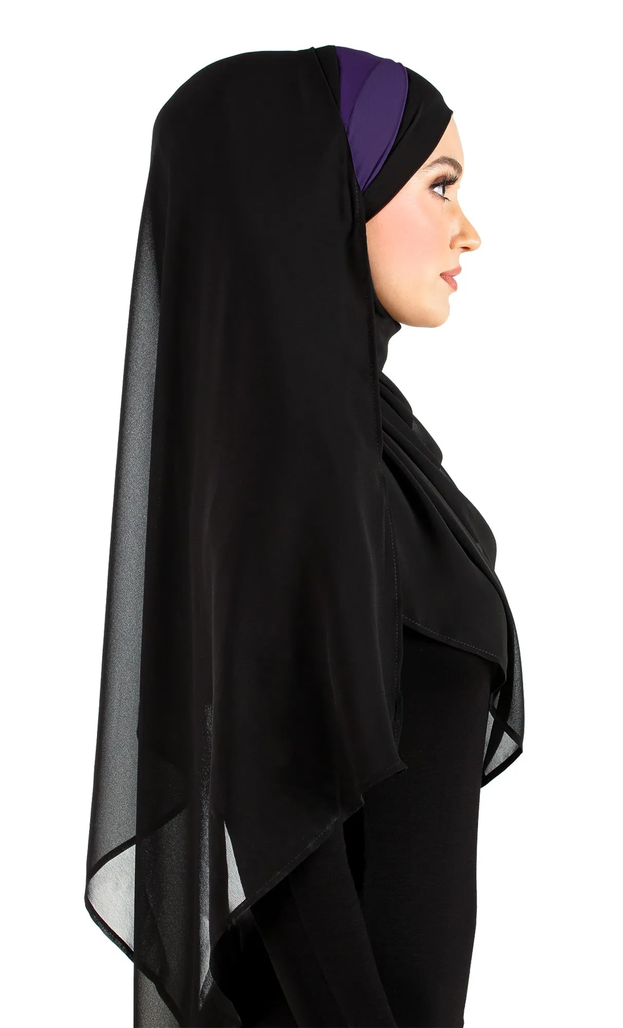 Chiffon Wrap Hijab Headscarf with 1 Color Stripe >>SEE VIDEO