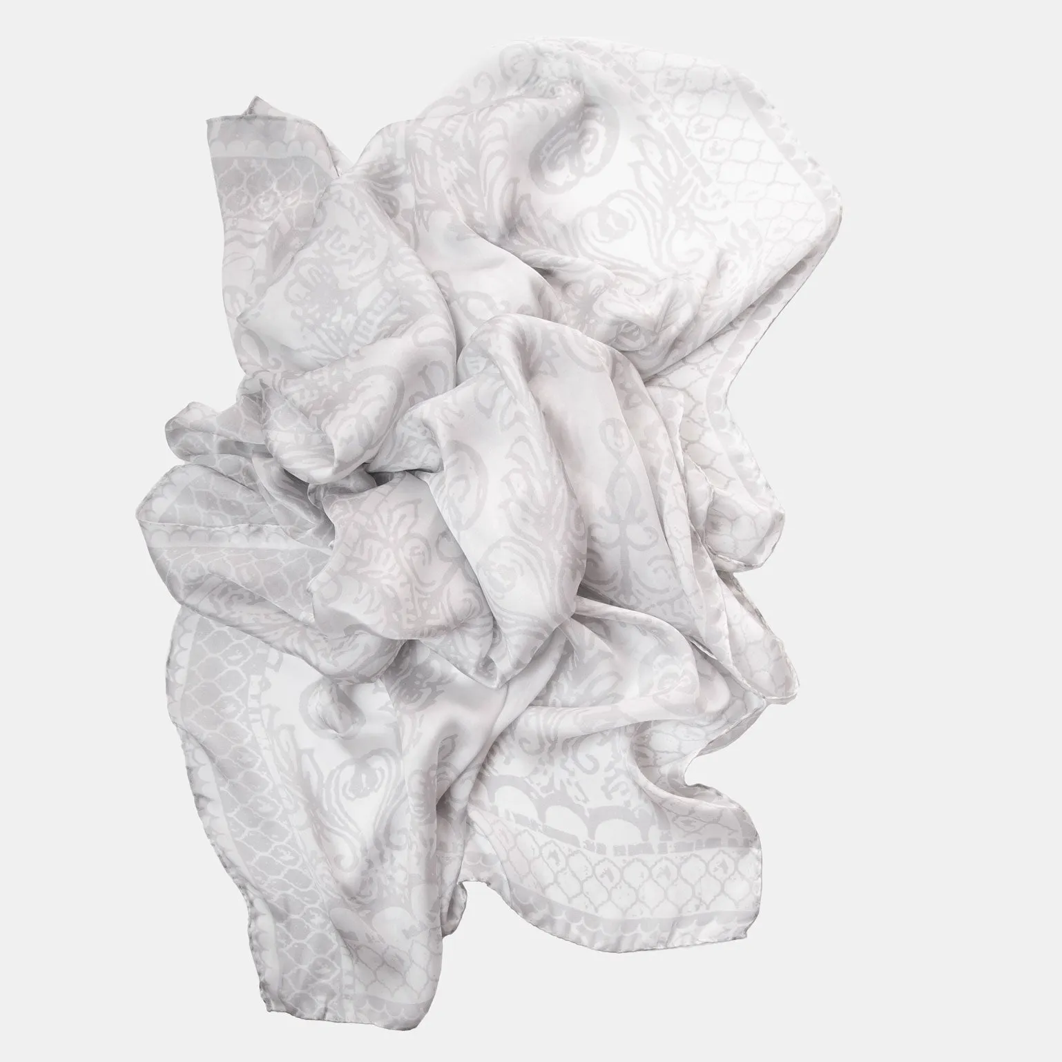 Colette - Silk Scarf/Shawl - Silver Pearl