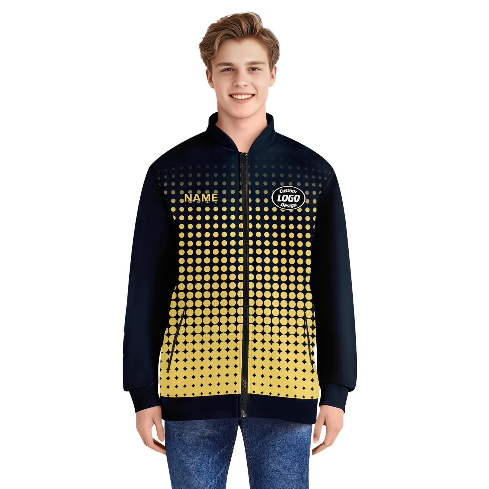 Custom Jacket Bomber Full-Snap Varsity Letterman Personalized Jacket PR092-D020346-13