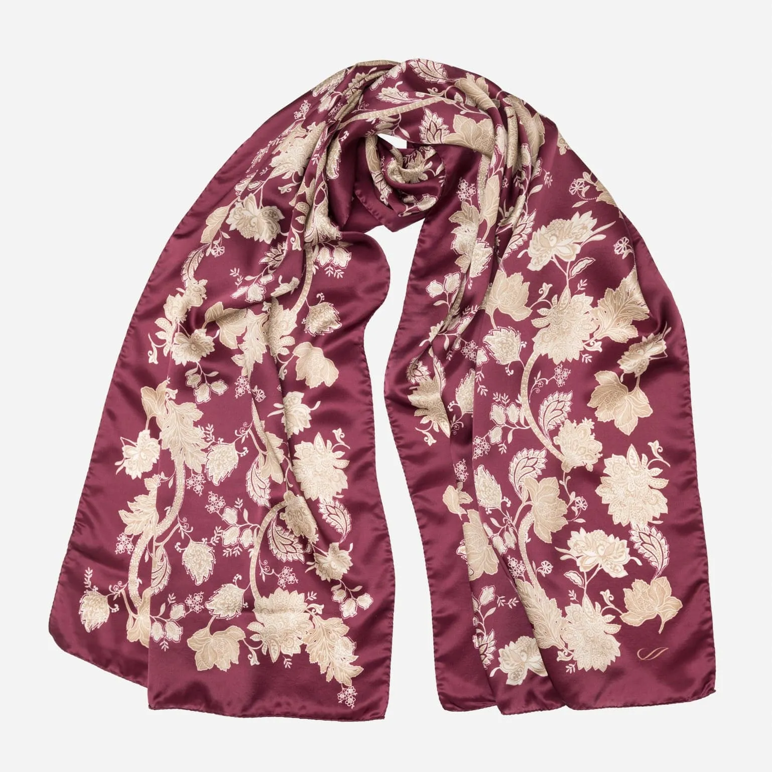 Esmeralda - Silk Scarf/Shawl - Burgundy & Gold