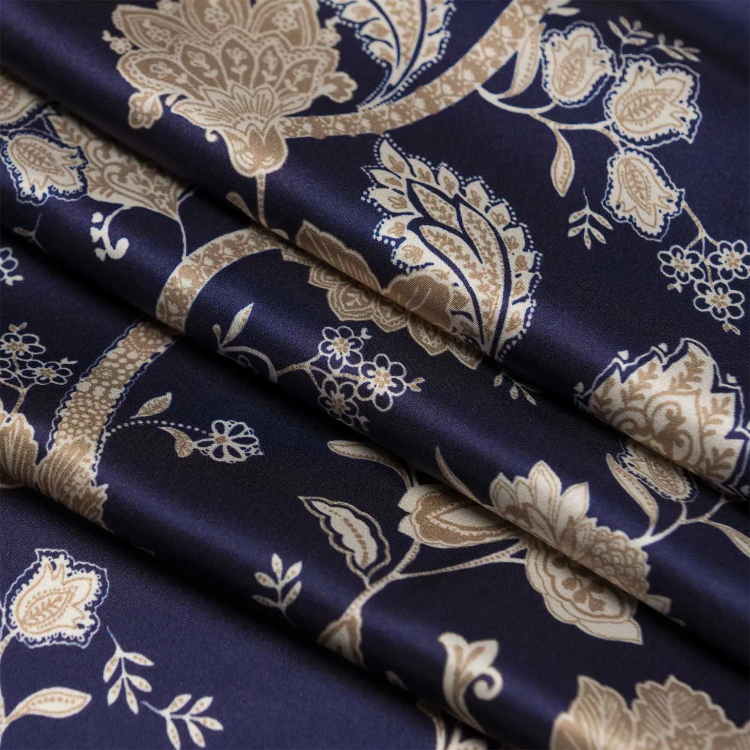 Esmeralda - Silk Scarf/Shawl - Midnight Blue & Gold
