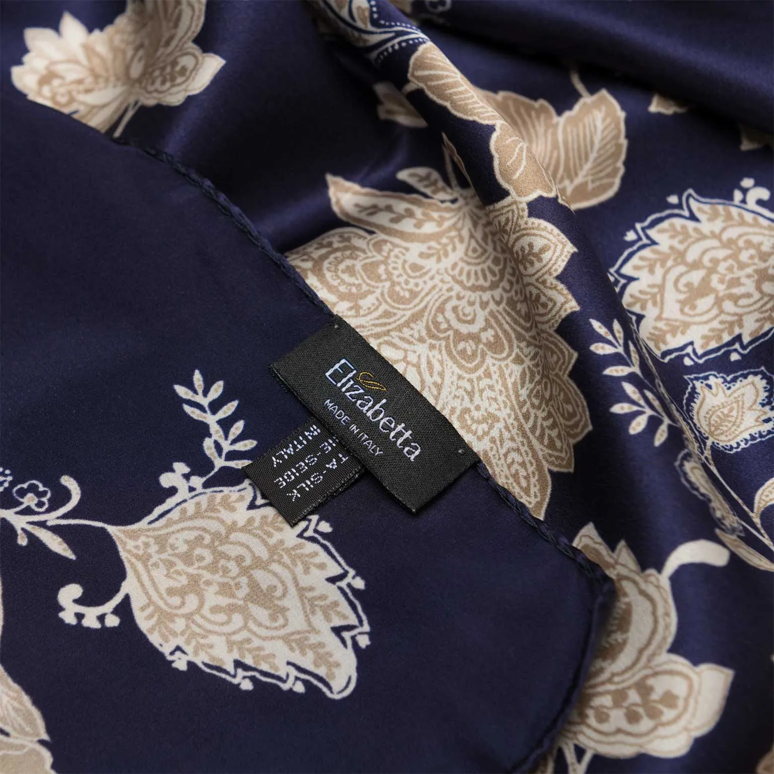 Esmeralda - Silk Scarf/Shawl - Midnight Blue & Gold