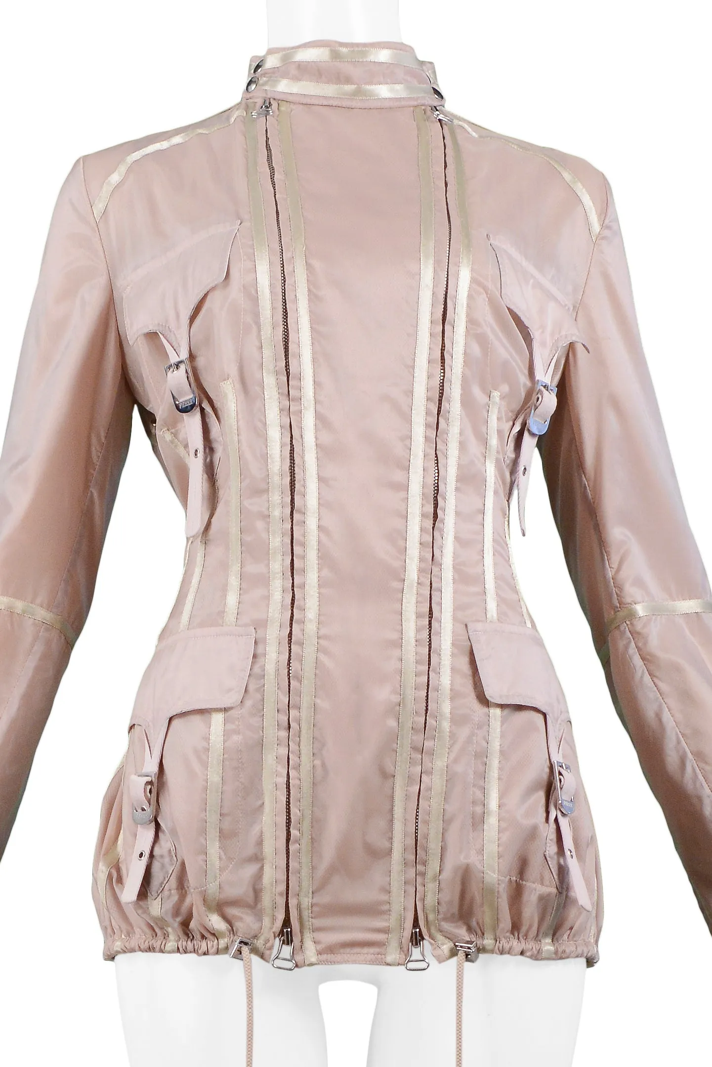 GIANFRANCO FERRE PINK NYLON WINDBREAKER JACKET 2005