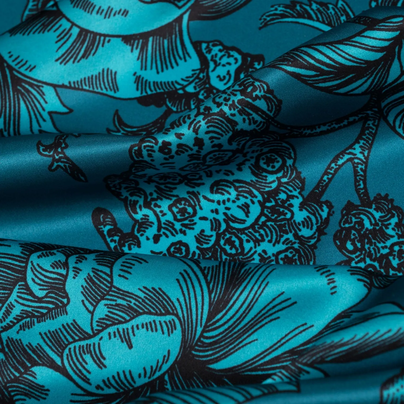 Isabella - Silk Scarf/Shawl - Peacock Blue