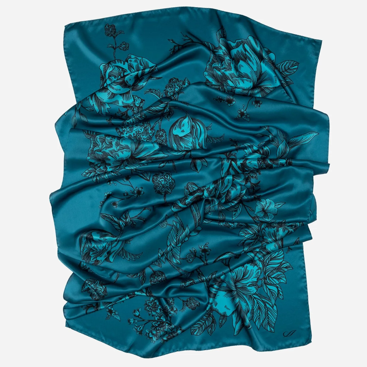 Isabella - Silk Scarf/Shawl - Peacock Blue