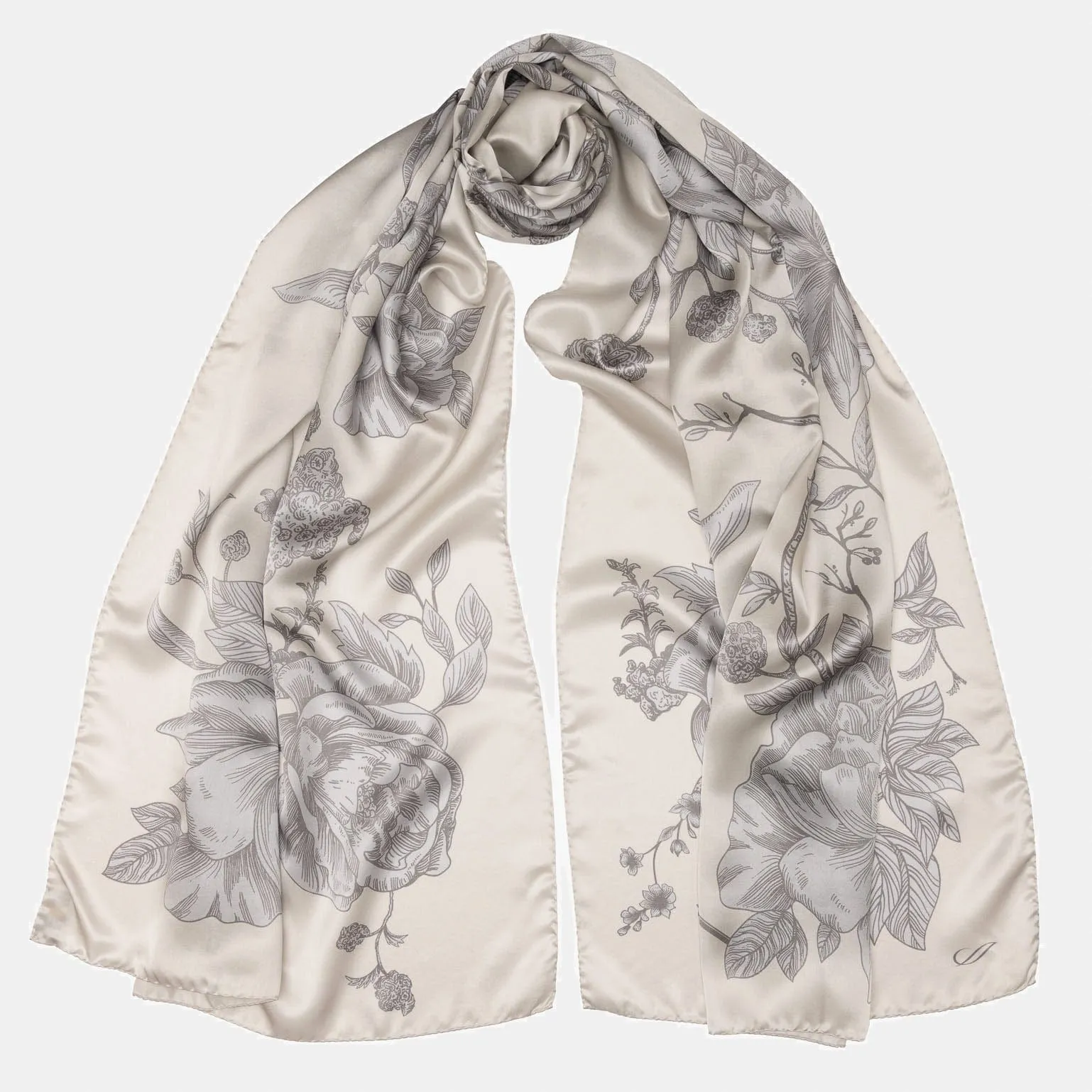 Isabella - Silk Scarf/Shawl - Pearl Grey