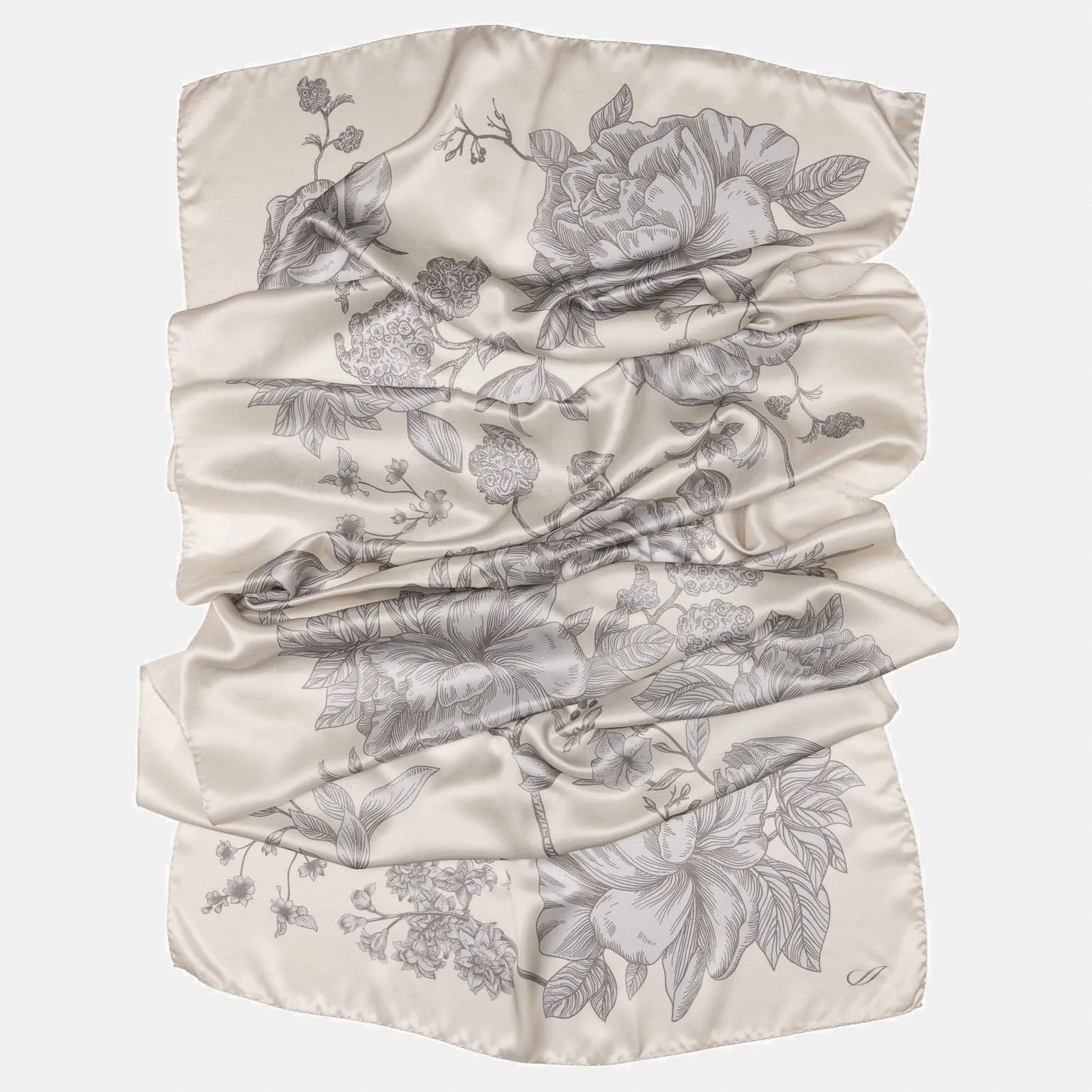 Isabella - Silk Scarf/Shawl - Pearl Grey