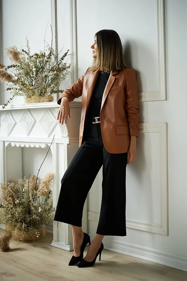 Joseph Ribkoff, 224946 Faux Leather Blazer