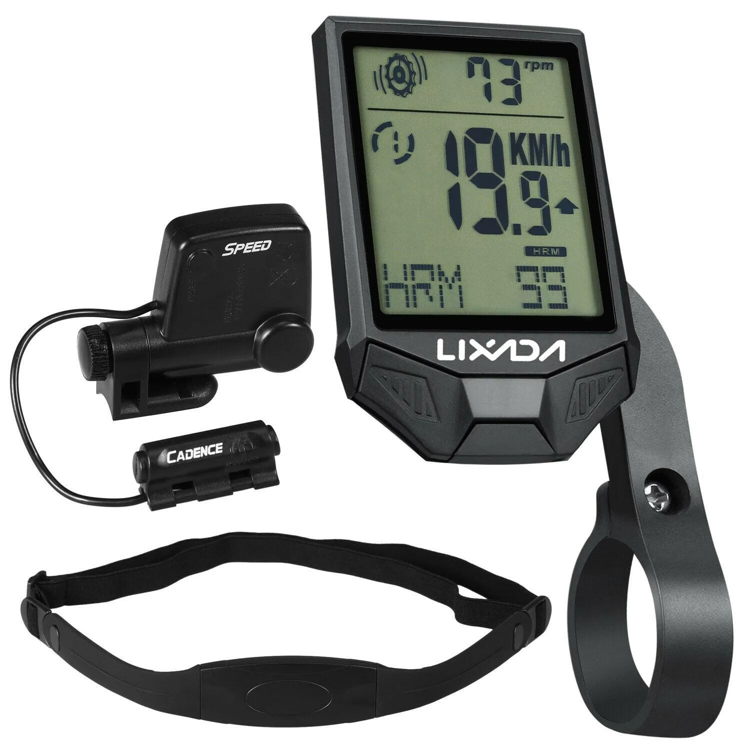 Lixada Cycling Wireless Computer with Heart Rate Sensor Multifunctional IP65 Rainproof Cycling Computer with Backlight LCD