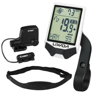 Lixada Cycling Wireless Computer with Heart Rate Sensor Multifunctional IP65 Rainproof Cycling Computer with Backlight LCD