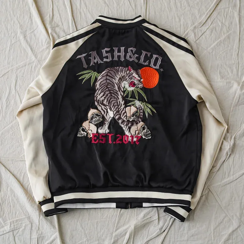 Men's Sukajan Bomber Jacket Tiger Embroidery