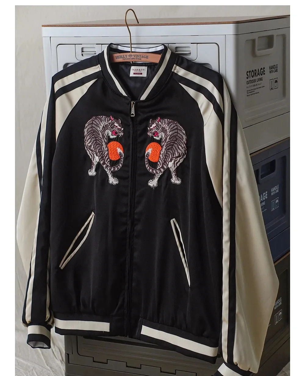 Men's Sukajan Bomber Jacket Tiger Embroidery