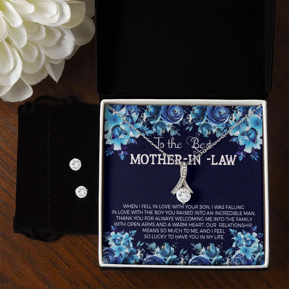 MessageSOOOO To My Mother -  Alluring Beauty Necklace and Cubic Zirconia Earring Set - Best Mother's Day Gift in 2023