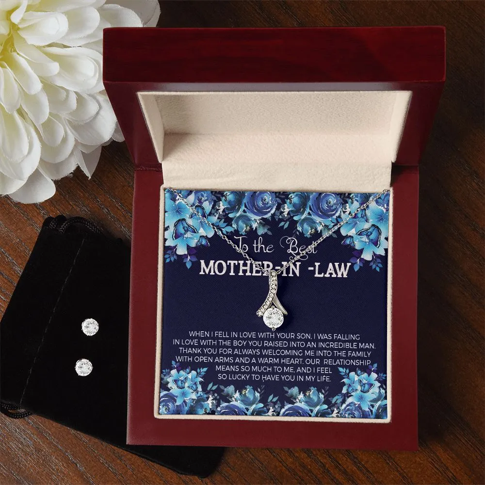 MessageSOOOO To My Mother -  Alluring Beauty Necklace and Cubic Zirconia Earring Set - Best Mother's Day Gift in 2023