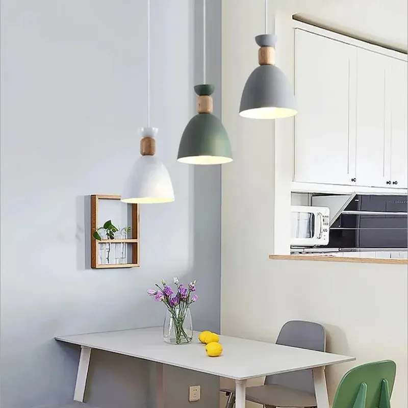 Modern Chandeliers Wooden Pole Simple Style Lamps Coffee Shop Restaurant Dining Room Decoration Hanging Suspension Luminaire