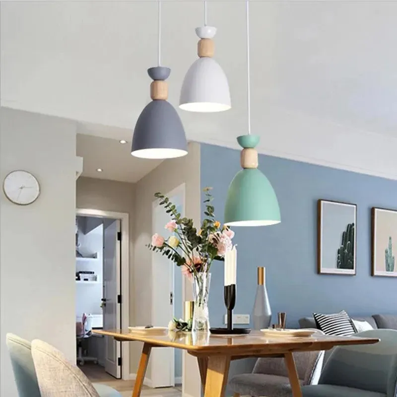 Modern Chandeliers Wooden Pole Simple Style Lamps Coffee Shop Restaurant Dining Room Decoration Hanging Suspension Luminaire