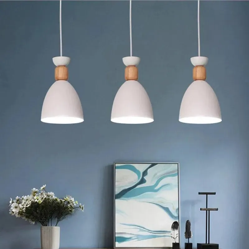 Modern Chandeliers Wooden Pole Simple Style Lamps Coffee Shop Restaurant Dining Room Decoration Hanging Suspension Luminaire