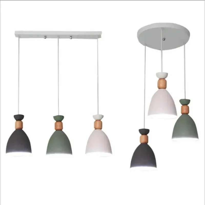 Modern Chandeliers Wooden Pole Simple Style Lamps Coffee Shop Restaurant Dining Room Decoration Hanging Suspension Luminaire