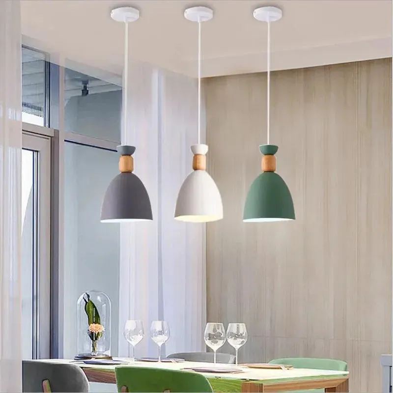 Modern Chandeliers Wooden Pole Simple Style Lamps Coffee Shop Restaurant Dining Room Decoration Hanging Suspension Luminaire