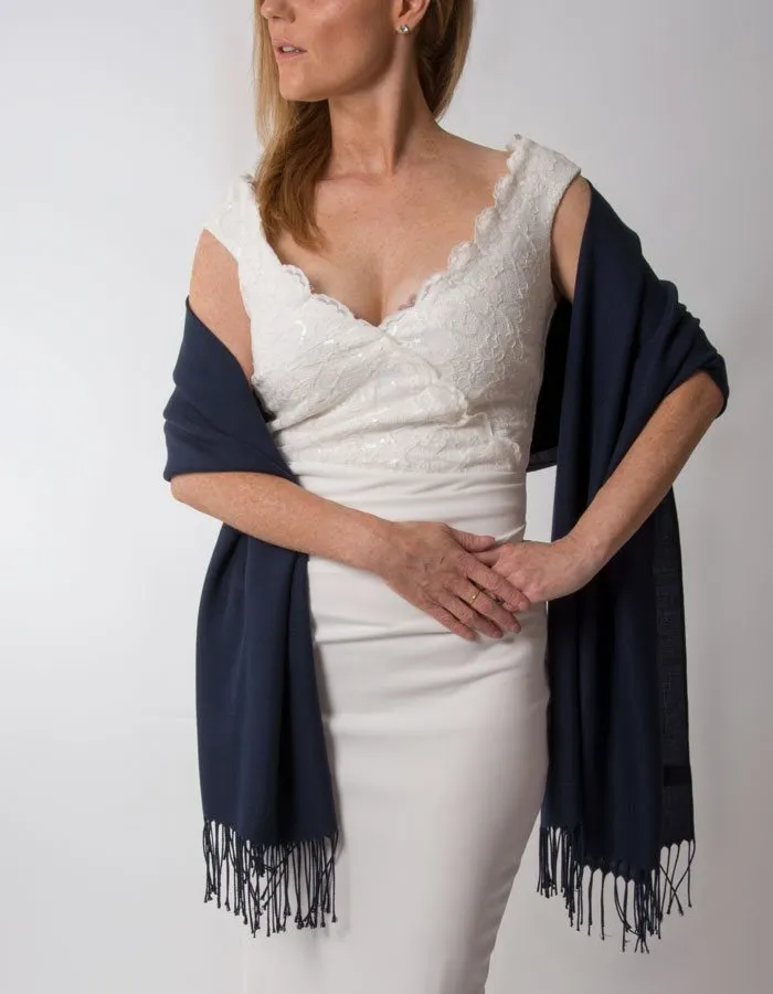 Navy Blue Wedding Pashmina