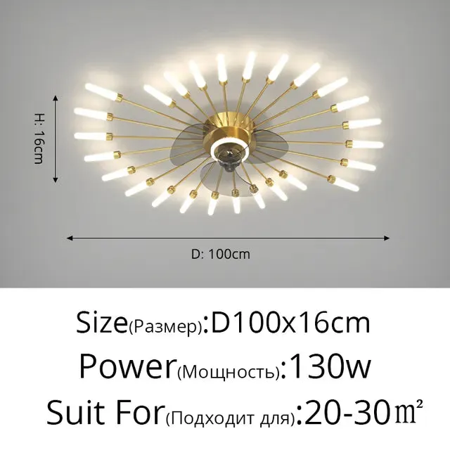 Nordic ceiling fan with light fireworks Bedroom invisible ceiling fan fashion chandelier lighting living room ceiling fan lights