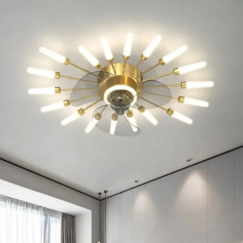 Nordic ceiling fan with light fireworks Bedroom invisible ceiling fan fashion chandelier lighting living room ceiling fan lights