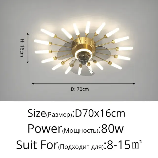 Nordic ceiling fan with light fireworks Bedroom invisible ceiling fan fashion chandelier lighting living room ceiling fan lights