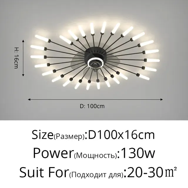 Nordic ceiling fan with light fireworks Bedroom invisible ceiling fan fashion chandelier lighting living room ceiling fan lights