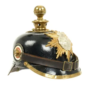 Original German WWI Saxon Model 1897 Foot Artillery Pickelhaube Kugelhelm Helmet - Dated 1912