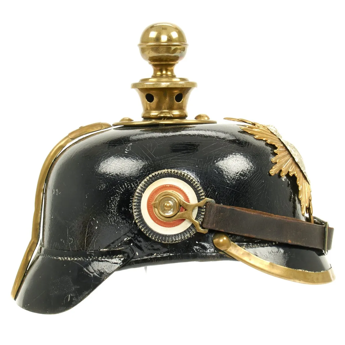 Original German WWI Saxon Model 1897 Foot Artillery Pickelhaube Kugelhelm Helmet - Dated 1912