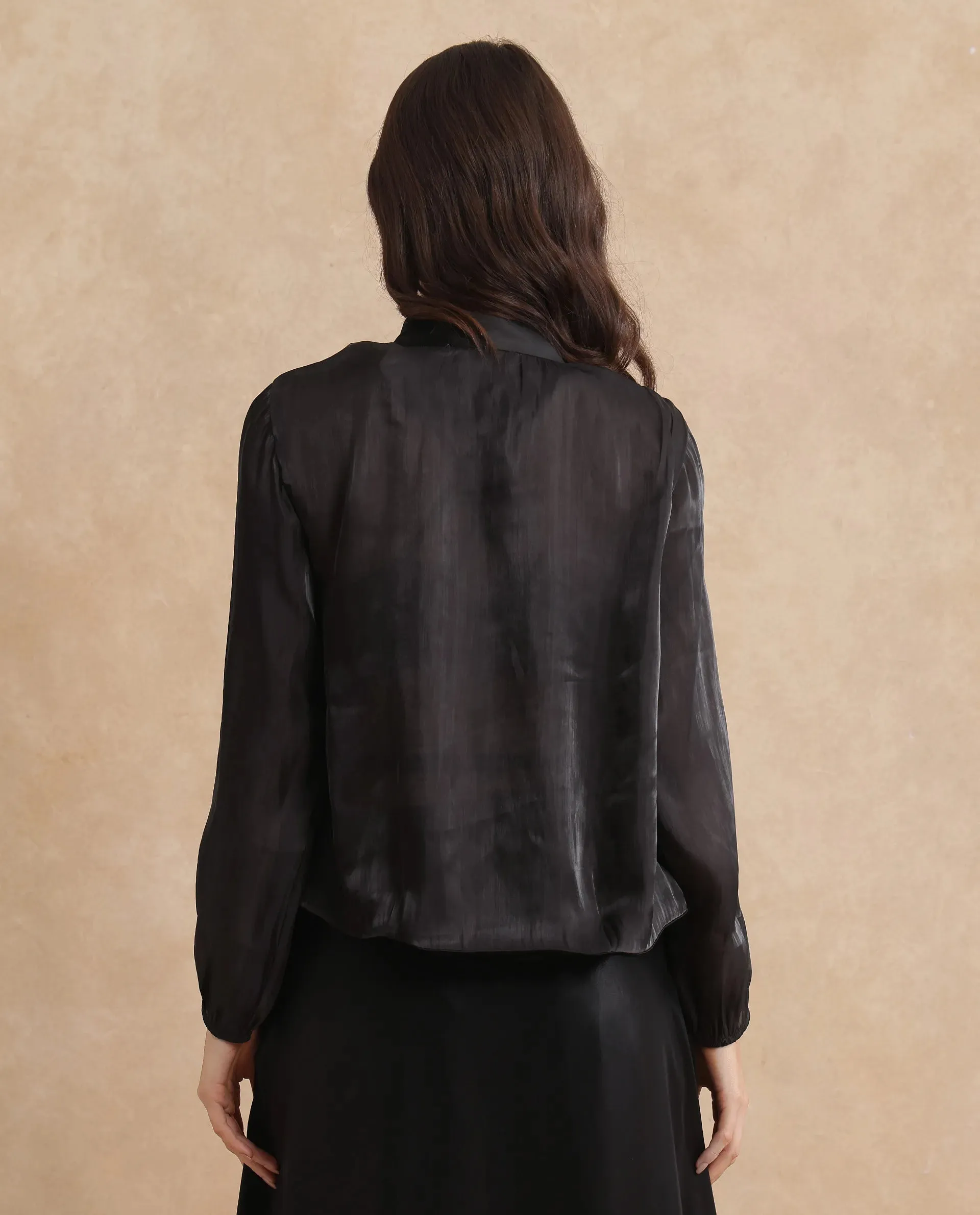 Rareism Women Wals Black Mandarin Collar Zipper Closure Regular Fit Plain Jacket