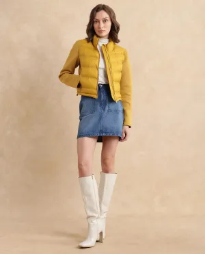 Rareism Women Zarcro Yellow Full Sleeve Stand Collar Zipper Closure Plain Jacket