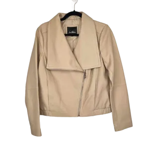 Sam Edelman Leather Womens Jacket - Size M Tan - Stylish and Chic Coat