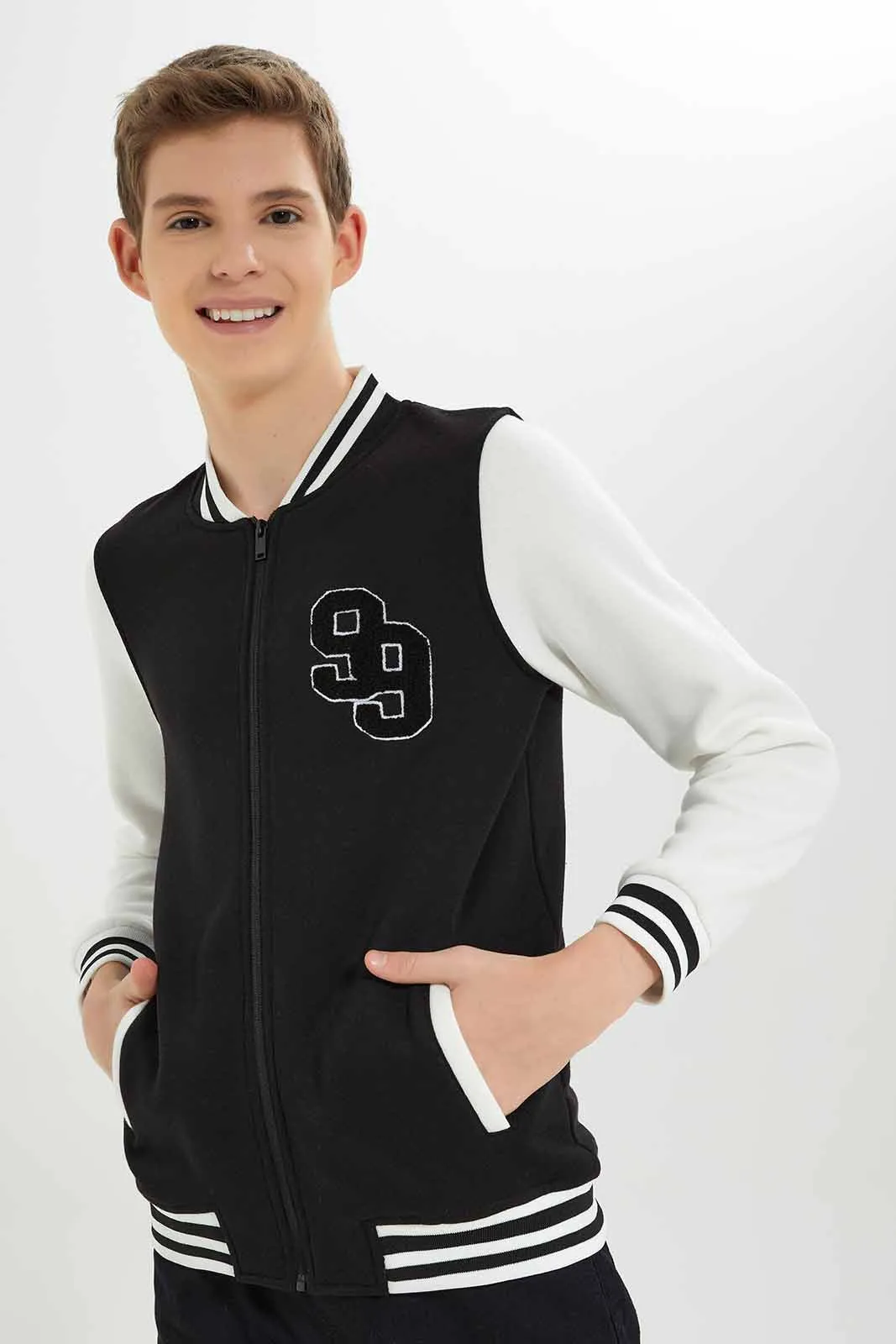 Senior Boys Black Baseball Jacket
