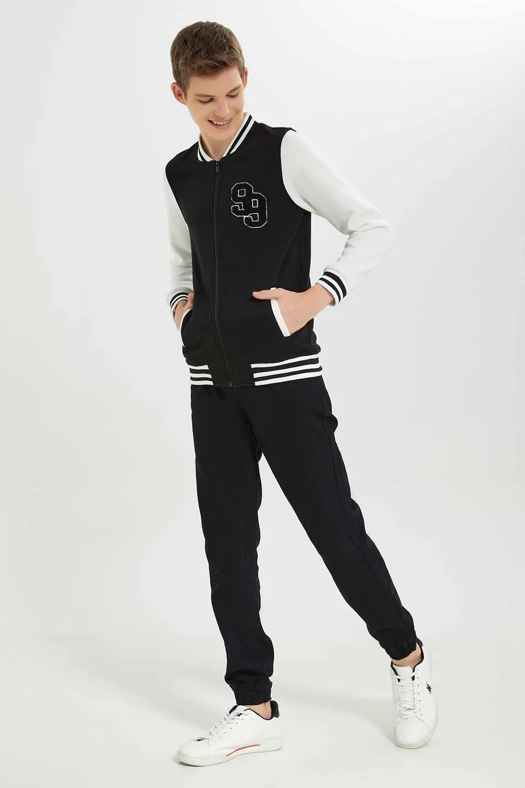 Senior Boys Black Baseball Jacket