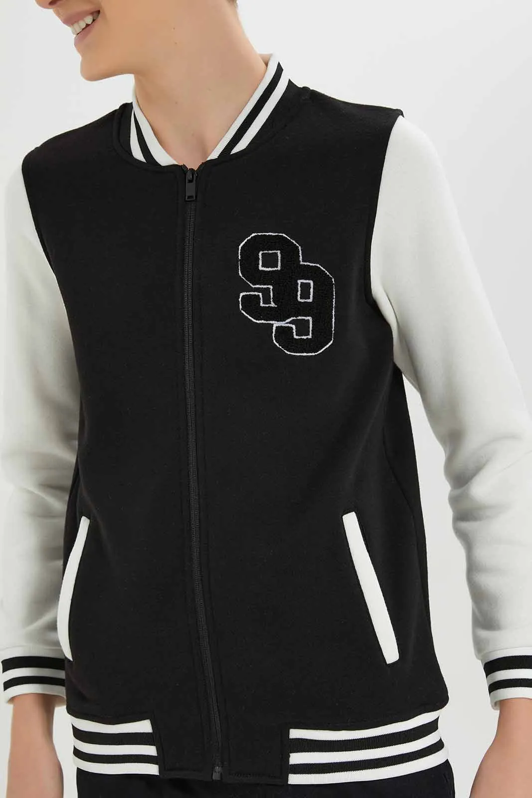 Senior Boys Black Baseball Jacket