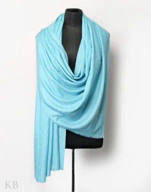 Sky Blue Solid Cashmere Pashmina Shawl