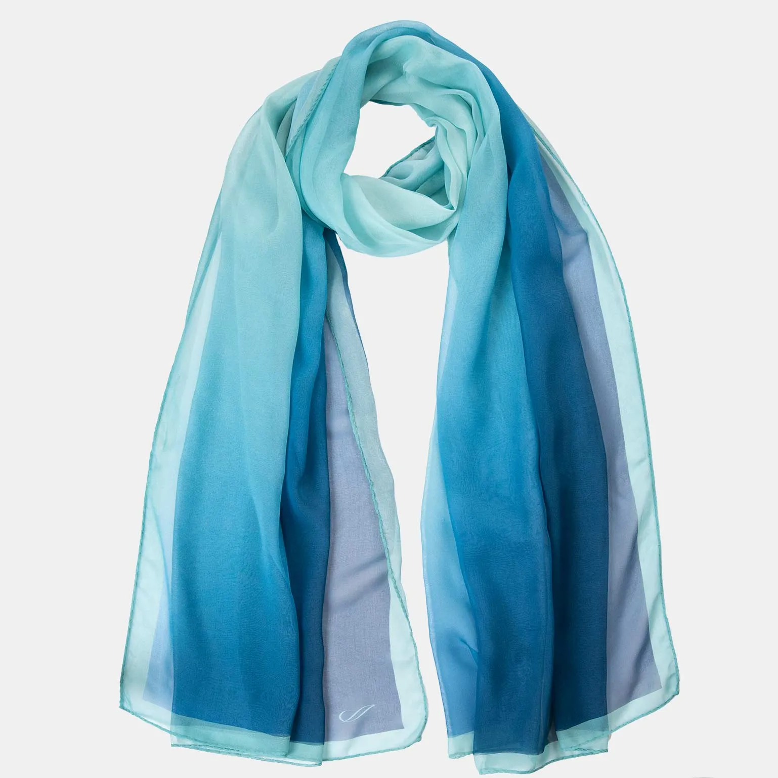 Sophia - Silk Scarf/Shawl - Sea Blue