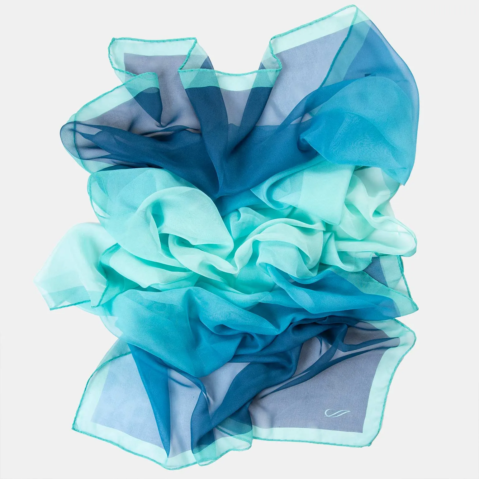 Sophia - Silk Scarf/Shawl - Sea Blue